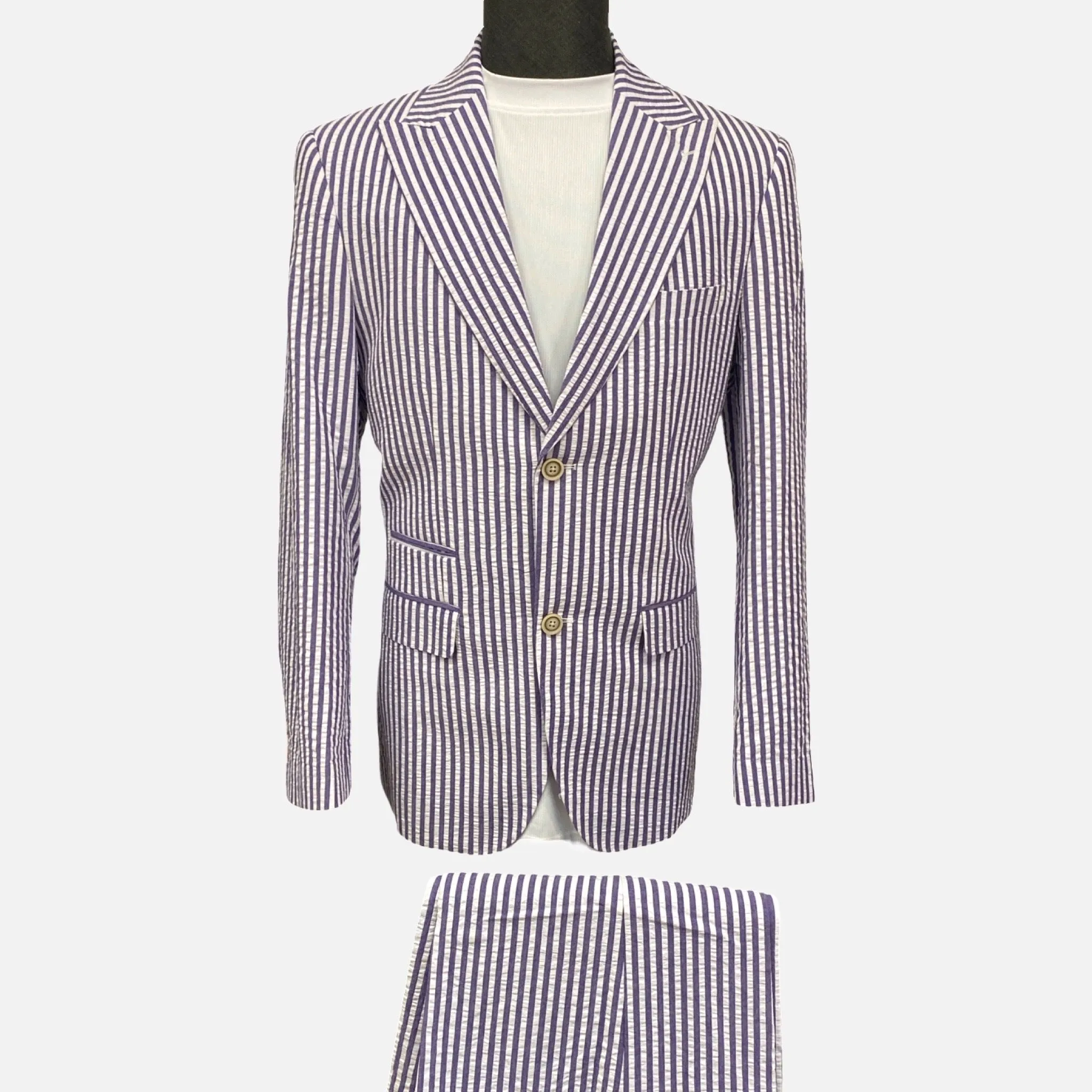 Men’s Eggplant Searsucker Summer Suit - 0 Cotton